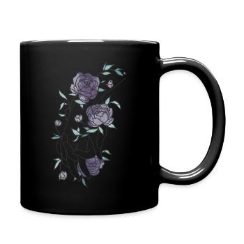 Hand Pfingstrose - Tasse einfarbig - Schwarz - Rechts