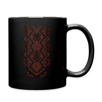 Ukrainisches Stickmuster - Tasse einfarbig - Schwarz - Rechts