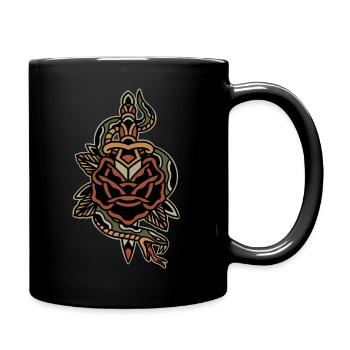 Style de tatouage Conception graphique Serpent avec poignard - Mug uni - noir - Droite
