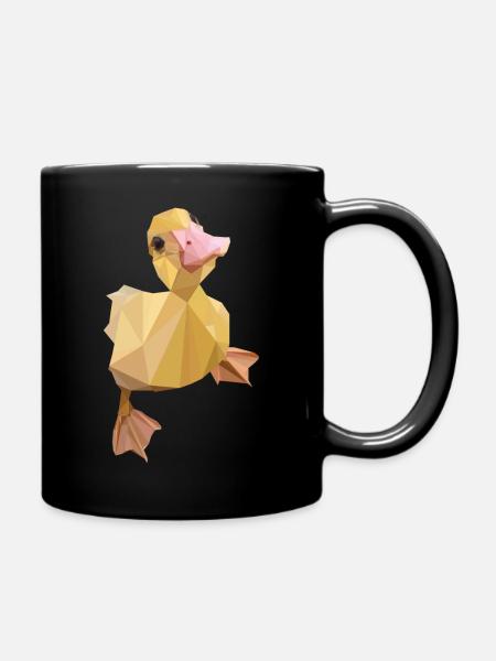 Entenküken in Polygon - Tasse einfarbig - Schwarz