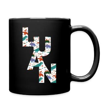LUAN - Schöner Jungen Name mit süßen Dinosaurier - Tasse einfarbig - Schwarz - Rechts