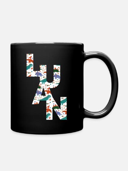 LUAN - Schöner Jungen Name mit süßen Dinosaurier - Tasse einfarbig - Schwarz