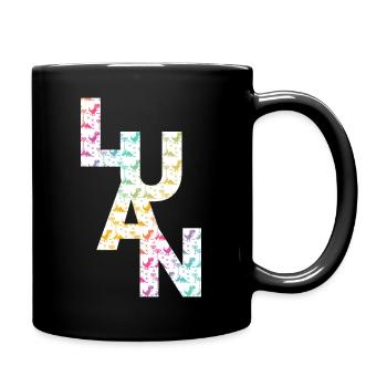 LUAN - Beautiful boy name with cute dinosaurs - Full Colour Mug - black - Right
