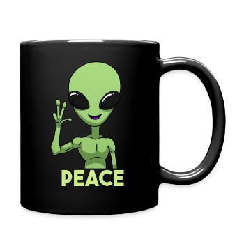 Peace Alien Friedenszeichen - Tasse einfarbig - Schwarz - Rechts