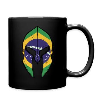 brazil flag in Spartan warrior Helmet - Tasse einfarbig - Schwarz - Rechts