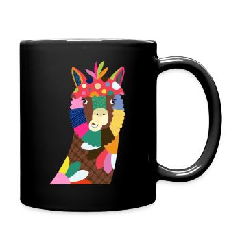 Alpaca Portrait - Full Colour Mug - black - Right