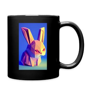 Polygonales Kaninchen - Böser Blick - Tasse einfarbig - Schwarz - Rechts