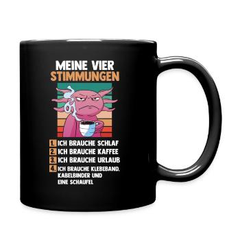 Axolotl Meine Vier Stimmungen - Tasse einfarbig - Schwarz - Rechts