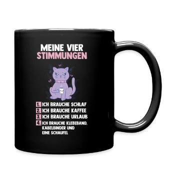 Katze Meine Vier Stimmungen - Tasse einfarbig - Schwarz - Rechts