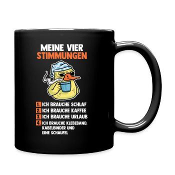 Ente Meine Vier Stimmungen - Tasse einfarbig - Schwarz - Rechts
