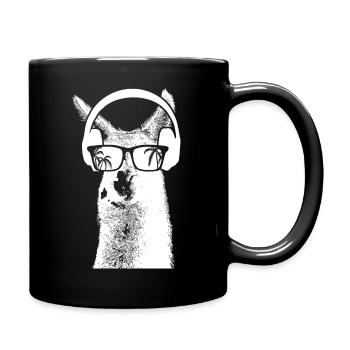 Lama Tierliebhaber Kopfhörer Sonnenbrille Naturfan - Tasse einfarbig - Schwarz - Rechts