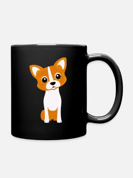 mignon Chibi Dog bébé chiot - Mug uni - noir