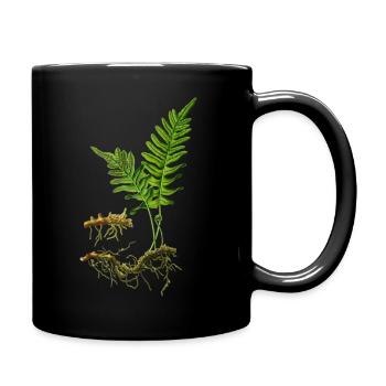 Natur, grüner Farn, Farnblatt - Tasse einfarbig - Schwarz - Rechts