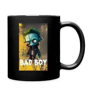 Cute Cartoon Zombies Yellow Line 4 - Tasse einfarbig - Schwarz - Rechts