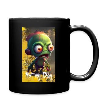 Cute Cartoon Zombies Yellow Line 5 - Tasse einfarbig - Schwarz - Rechts