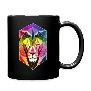 Löwenkopf - geometrische Form - Tasse einfarbig - Schwarz - Rechts