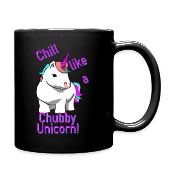 Chillen wie ein molliges Einhorn !! - Tasse einfarbig - Schwarz - Rechts