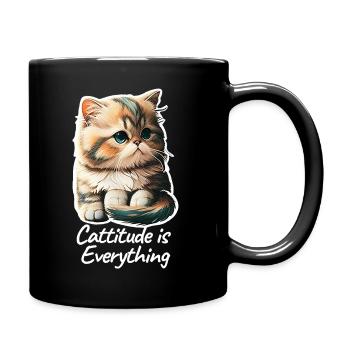 Cattitude is Everything - Full Colour Mug - black - Right
