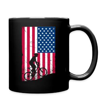 VTT américain sur le drapeau américain en détresse - Mug uni - noir - Droite