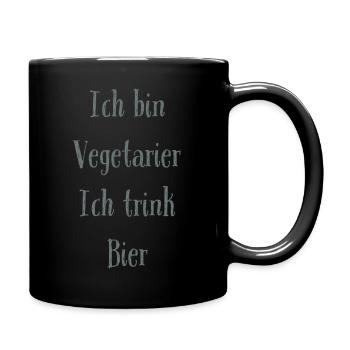 Ich bin Vegetarier ich trinke Bier - Tasse einfarbig - Schwarz - Rechts
