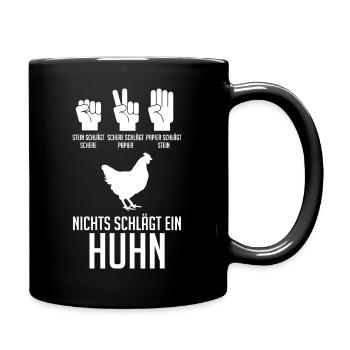Huhn Landwirt Bauernhof Hühner - Tasse einfarbig - Schwarz - Rechts