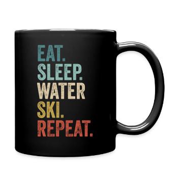 Funny Eat Sleep Water Ski Repeat Water Ski - Full Colour Mug - black - Right