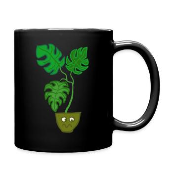 Monstera verärgert - Tasse einfarbig - Schwarz - Rechts