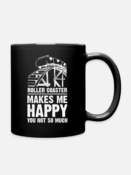 Roller Coaster Makes Me Happy - Tasse einfarbig - Schwarz