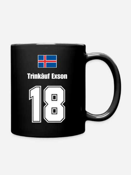 Island Trikot Nr.18 - Tasse einfarbig - Schwarz