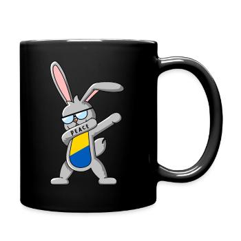 Dabbing bunny dances herself yellow and blue - Full Colour Mug - black - Right