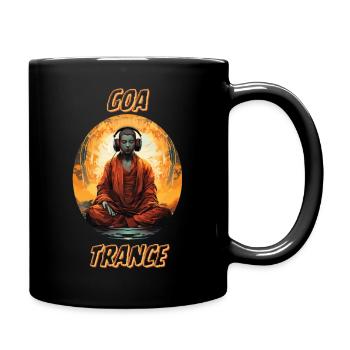 Goa Trance und Psytrance Buddhist mit Headphones - Tasse einfarbig - Schwarz - Rechts