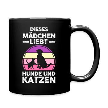 Katzen Katzenliebhaber Hundeliebhaber Hunde - Tasse einfarbig - Schwarz - Rechts