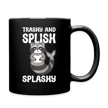 Lustiger Waschbärmüll Veterinärassistent - Tasse einfarbig - Schwarz - Rechts