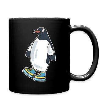 Eislaufpinguin Schlittschuhläufer - Tasse einfarbig - Schwarz - Rechts