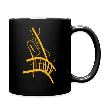 Oranges abstraktes Gesicht auf T-Shirt - Tasse einfarbig - Schwarz - Rechts
