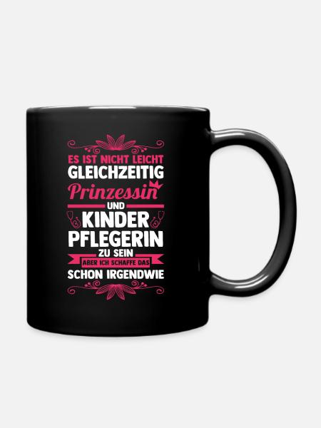 Erzieherin Kindergärtnerin Kinderpflegerin - Tasse einfarbig - Schwarz