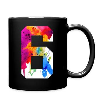 NUMBER 6 YEARS OLD 6TH BIRTHDAY - Full Colour Mug - black - Right