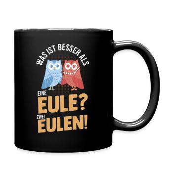 Eulen - Tasse einfarbig - Schwarz - Rechts