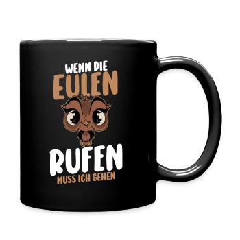 Eulen - Tasse einfarbig - Schwarz - Rechts