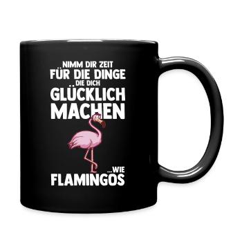 Nimm dir Zeit für Flamingos - Tasse einfarbig - Schwarz - Rechts