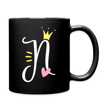 Letter N Initial Letter Crown - Full Colour Mug - black - Right