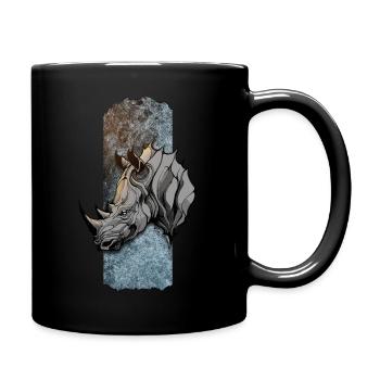 Majestätischer Titan: Rhinos edle Haltung - Tasse einfarbig - Schwarz - Rechts