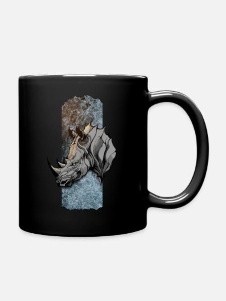 Titan majestueux : la noble posture de Rhino - Mug uni - noir