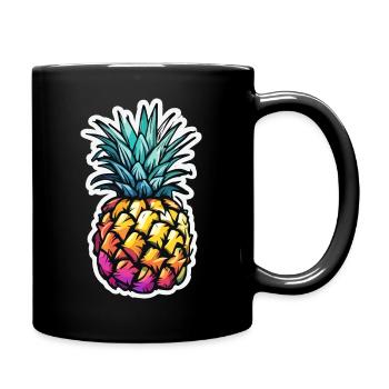 Frucht / Ananas / exotisch / tropisch / Vitamine - Tasse einfarbig - Schwarz - Rechts