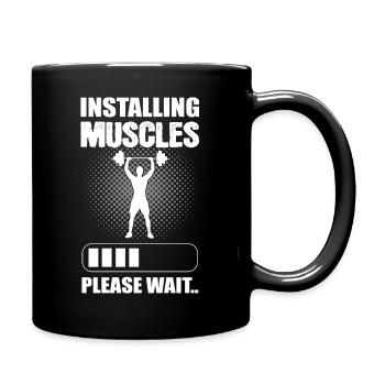 Installing Muscles Please Wait Bodybuilder - Tasse einfarbig - Schwarz - Rechts