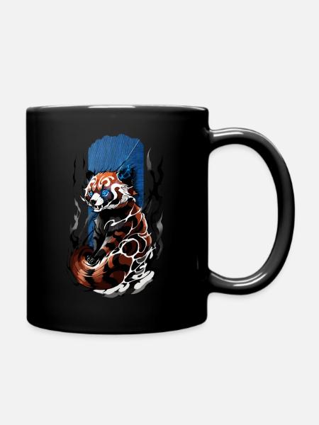 Rätselhafte Ausstrahlung: Roter Panda mit blauen Augen - Tasse einfarbig - Schwarz