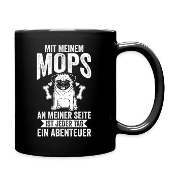 Hund Mops - Tasse einfarbig - Schwarz - Rechts