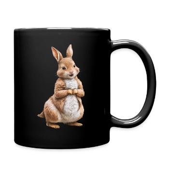 Niedlicher Hase braun 18 - Tasse einfarbig - Schwarz - Rechts