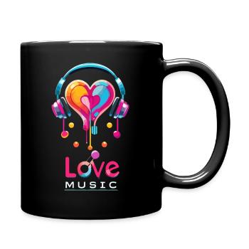 Love - Music Headphones - Full Colour Mug - black - Right