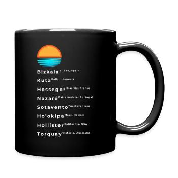 Popular Surf Spots List - Full Colour Mug - black - Right